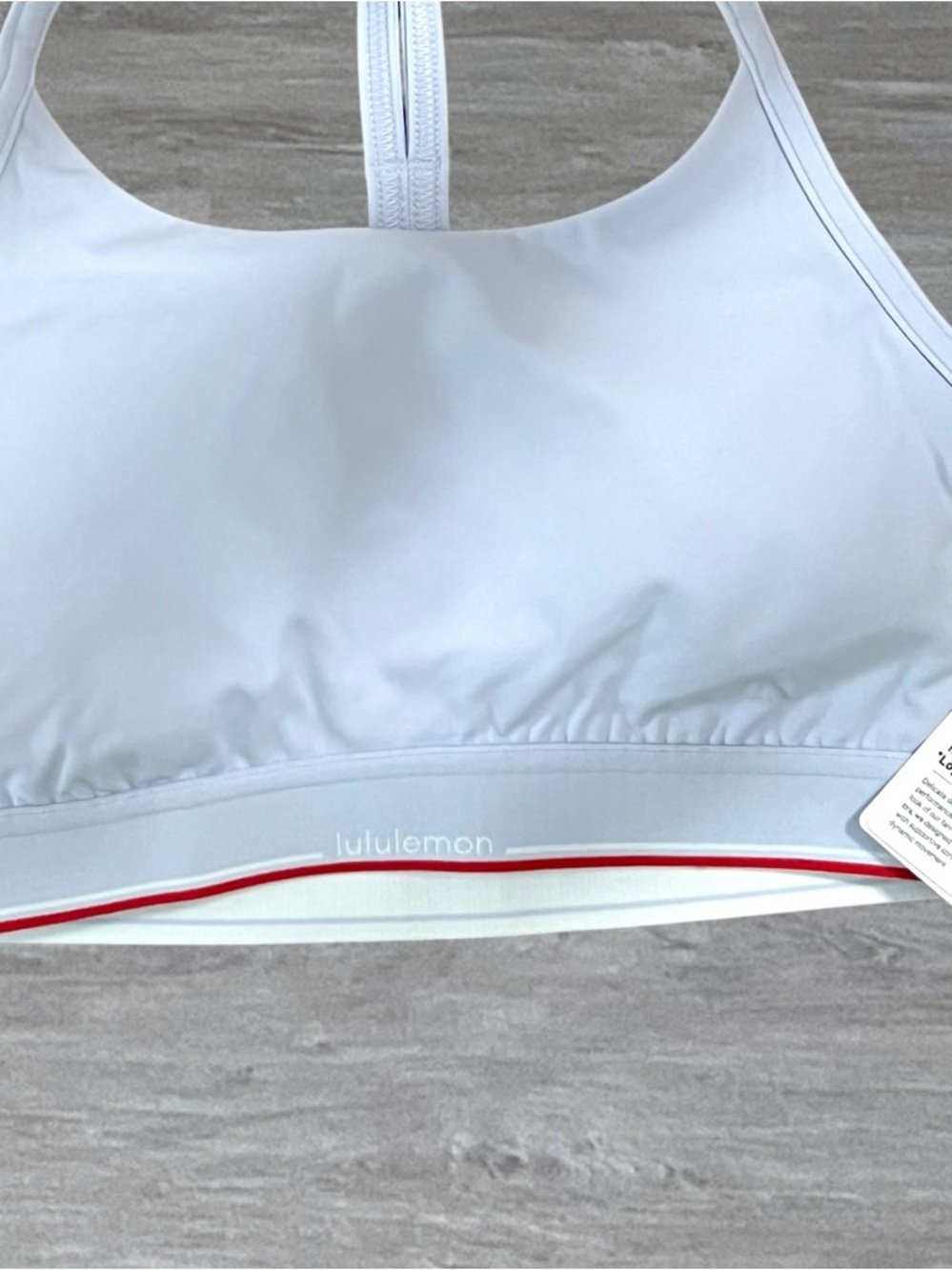 Lululemon Flow Y Bra Light Serene Blue Red Stripe B/C Cup NWT Tennis Yoga - Picture 3 of 4